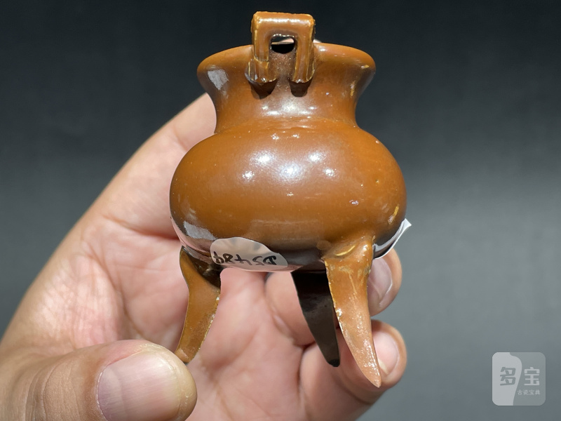 十七世纪 紫金釉三足鼎式炉（老木盖） - 图5